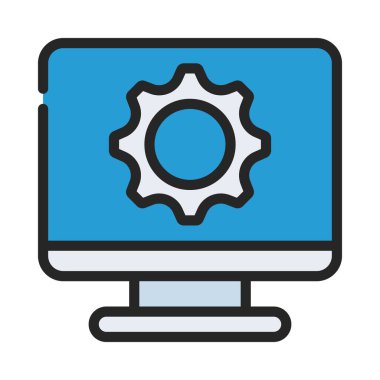 Bilgisayar Yönetimi simgesi, vektör illüstrasyonu 