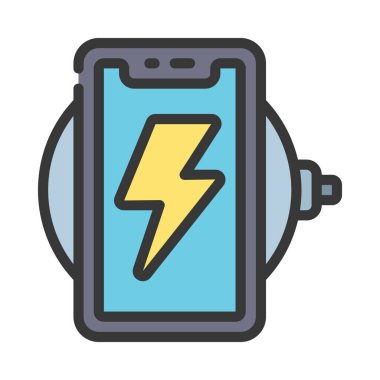 Kablosuz Şarj Ağı simgesi, vektör illüstrasyonu            