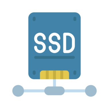 SSD Ağ simgesi düz tasarım, vektör illüstrasyonu              