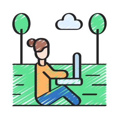 Alan simgesinde çalışmak, vektör illüstrasyonu basit tasarım