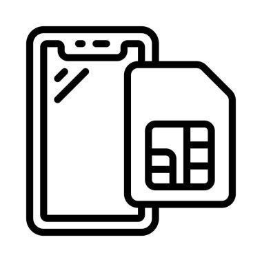 Modern simge Sim Kart ve akıllı telefonun vektör illüstrasyonu 