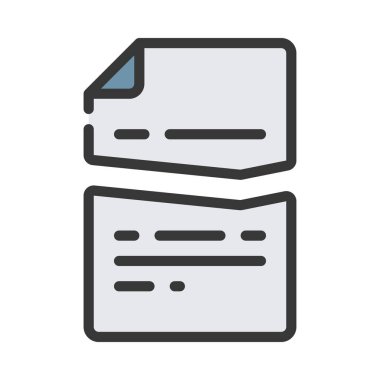 Kırık Belge simgesi, vektör illüstrasyonu 