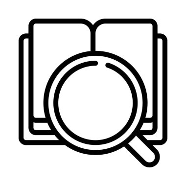 Kitap Araştırma simgesi, vektör illüstrasyonu   