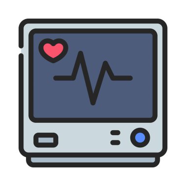 ECG Makine simgesi, vektör illüstrasyonu basit tasarım
