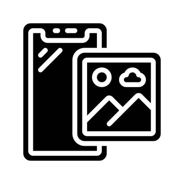 Akıllı telefon düz simgesi, vektör illüstrasyonunda resim 