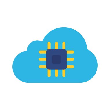Bulut Mikroçip Simgesi, Vektör İllüstrasyonu