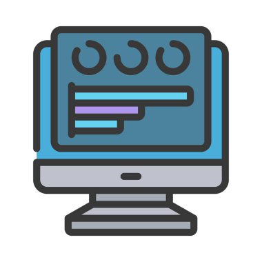 Bilgisayar Veri Paneli simgesi, vektör illüstrasyonu 