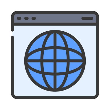 Globe Izgara simgesi, vektör illüstrasyonu basit tasarım