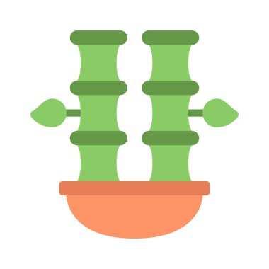 Çömlek Bambu düz simgesi, vektör illüstrasyonu 