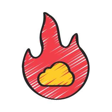 Bulut Ateş Simgesi, Vektör İllüstrasyonu