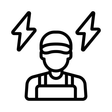 Elektriksel Mekanik Erkek Web simgesi düz tasarım, vektör illüstrasyonu