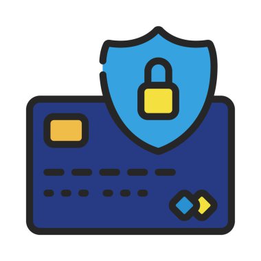 Güvenli Kredi Kartı web simgesi vektör illüstrasyonu
