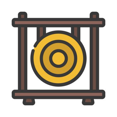 Old Gong düz simgesi, vektör illüstrasyonu 