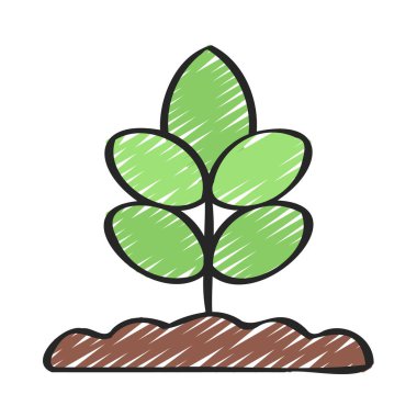 Yer ikonunda bitki, vektör illüstrasyonuName