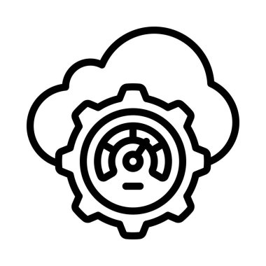 Bulut Performans Yönetimi Simgesi, Vektör İllüstrasyonu