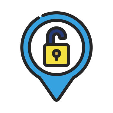 Güvenli konum pin vektör illüstrasyon arka planı 