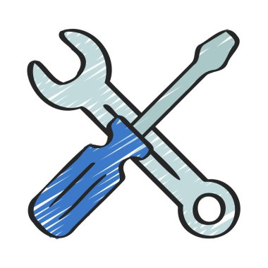 Tornavida Anahtarı Üst üste bindirme aracı vektör illüstrasyon tasarımı