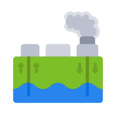 Jeotermal Enerji Ağı simgesi, vektör illüstrasyonu                     