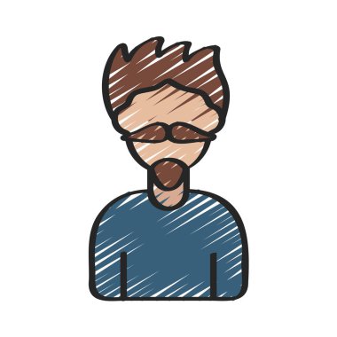 Sivri Bıyıklı Adam web simgesi düz tasarım, vektör illüstrasyonu