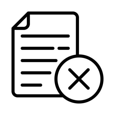 Reddedilmiş Belge Çapraz simgesi, vektör illüstrasyonu 