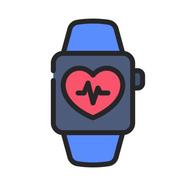  Fitness Smart Watch ikon vektör çizimi 