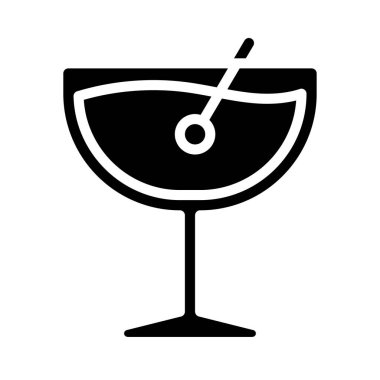 Kokteyl cam simgesi, basit vektör illüstrasyonu