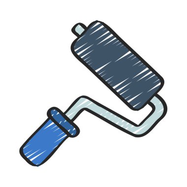 Beyaz arkaplanda izole edilmiş boya silindiri simgesi. Boya yüzeyleri için bir araç. Vektör illüstrasyonu