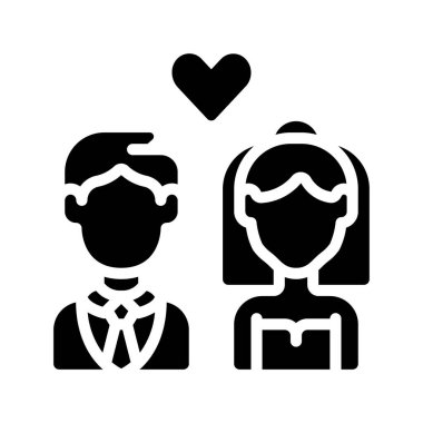 Düğün düz simgesi, vektör illüstrasyonu 