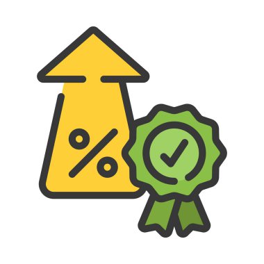 Garantili Faiz Oranı düz simge, vektör illüstrasyonu 