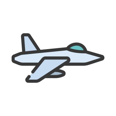 Fighter Jet düz simgesi, vektör çizimi 