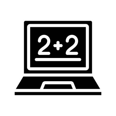 Matematik Denklem Dizüstü simgesi, vektör illüstrasyonu 