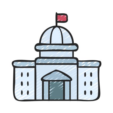 Hükümet binası simgesi düz stil