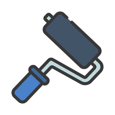 Beyaz arkaplanda izole edilmiş boya silindiri simgesi. Boya yüzeyleri için bir araç. Vektör illüstrasyonu