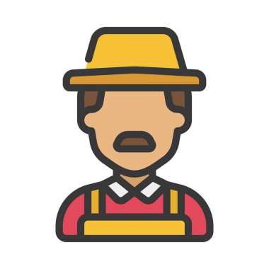 Çiftçi web simgesi düz tasarım, vektör illüstrasyonu                    