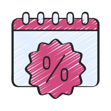 Beyaz arkaplanda İndirim Tarihi simgesi