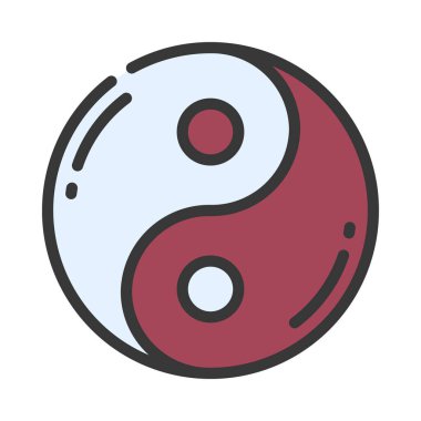 Ying Yang düz simgesi, vektör çizimi 