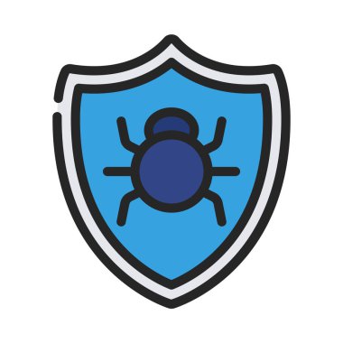 Malware Güvenlik Kalkanı basit simgesi, vektör illüstrasyonu