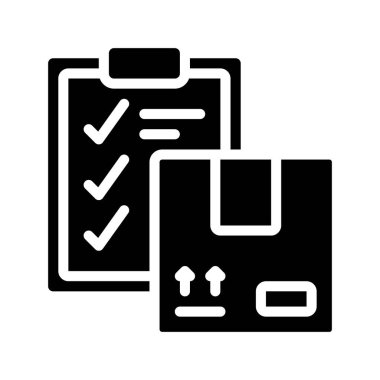 Ürün kontrol listesi vektör simgesi tasarımı, illüstrasyon 