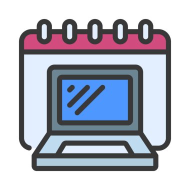 Laptop Takvim simgesi, vektör illüstrasyonu 