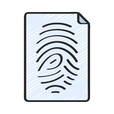 Parmak izi Belgesi simgesi, vektör illüstrasyonu 