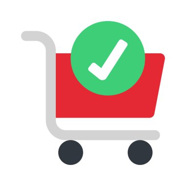 Tamamlanmış Tik simgesi satın al, vektör illüstrasyonu basit tasarım