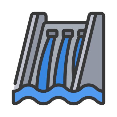 Hidroelektrik santrali. Web simgesi basit illüstrasyon 