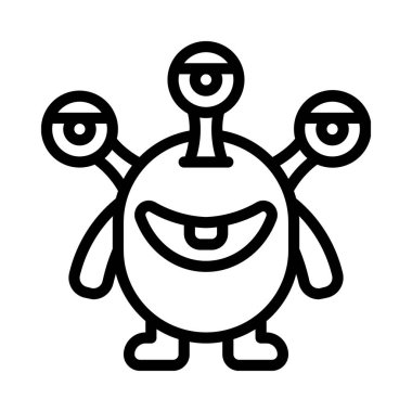 Beyaz arkaplanda canavar simgesi vektör çizimi 