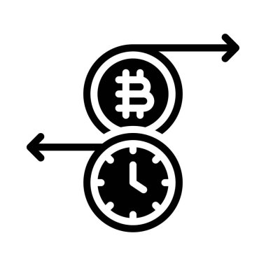 Kripto Aktarım Zaman etiketi düz simge, vektör illüstrasyonu 