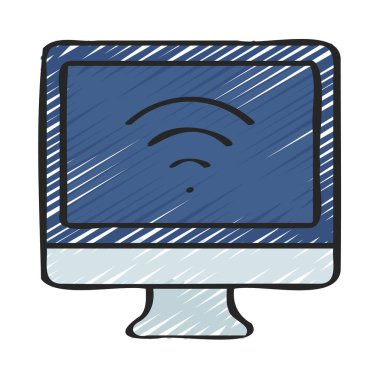 Wifi Bilgisayar simgesi, vektör illüstrasyonu 