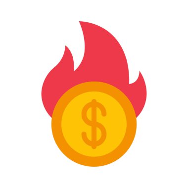 Yanan Para web simgesi vektör illüstrasyonu