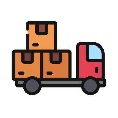 dağıtım kamyonu ikonu vektör çizimi