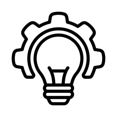 Vites simgesi ve vektör illüstrasyonlu fikir ampulü