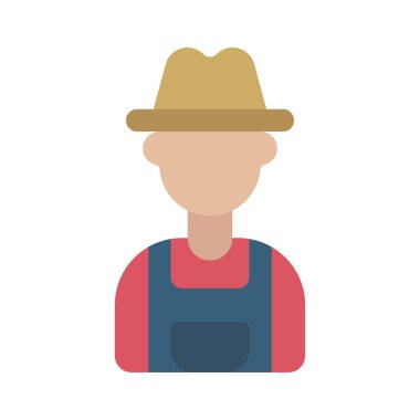 Çiftçi Adam web simgesi düz tasarım, vektör illüstrasyonu                    