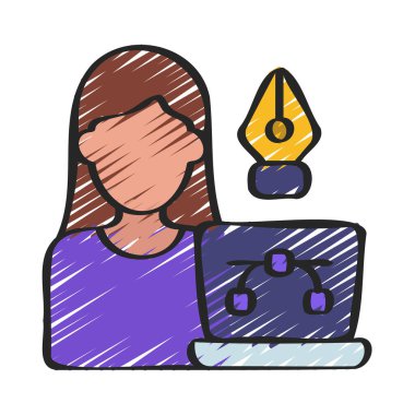 UI Tasarımcı düz simgesi, vektör illüstrasyonu 